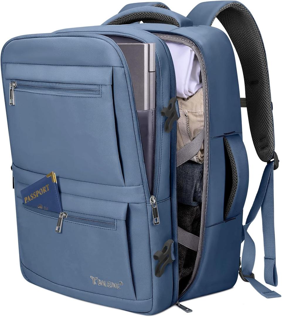 BALEINE Travel Backpack for Women Men, Large Sturdy Carry On Laptop Backpack Gifts for Business, Casual, Weekender, Hiking (Large, Dusty Blue)