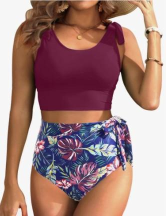 Two Piece High Waisted Swimsuits - Women Tummy Control Bikini Modest Bathing Suit 2PC 2025, XL