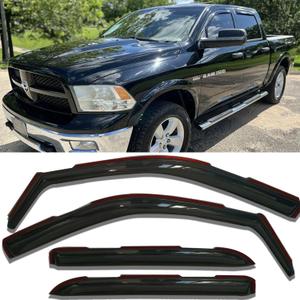 in-Channel Window Rain Guards Deflectors for Dodge RAM 1500 2500 3500 Crew & Mega Cab 2009-2018, Vent Visors Sun Shields for Trucks, Smoke 4PCS