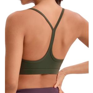 Women's Sports Bras Y Back Racerback Removable Padded Strap Yoga Bras Low Impact Workout Top (Medium, Dark Olive)