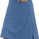 Anivivo Women's Skorts Knee Length, Modest Long Skort Athletic Sports Casual Skirt with High Waisted Pockets (Blue, XXXL)