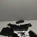 Sexy Stockings Mini Skirt Mesh Sheer Lace Halloween Costume Maid Outfit Lingerie with Thong Set 4 Piece (Small, Black)