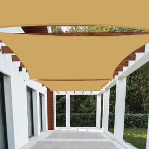 Patio Paradise 20' x 20' Sun Shade Sail Rectangle Canopy Patio Cover Sunlight Block Awning Heavy Duty Commercial Grade for Backyard Lawn Garden Outdoor Activities, Sand