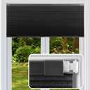 Cordless Cellular Shades, No Drill No Tools Light Filtering Honeycomb Shades, Pleated Blinds for Windows, Easy to Install, Black 32" W x 64" H