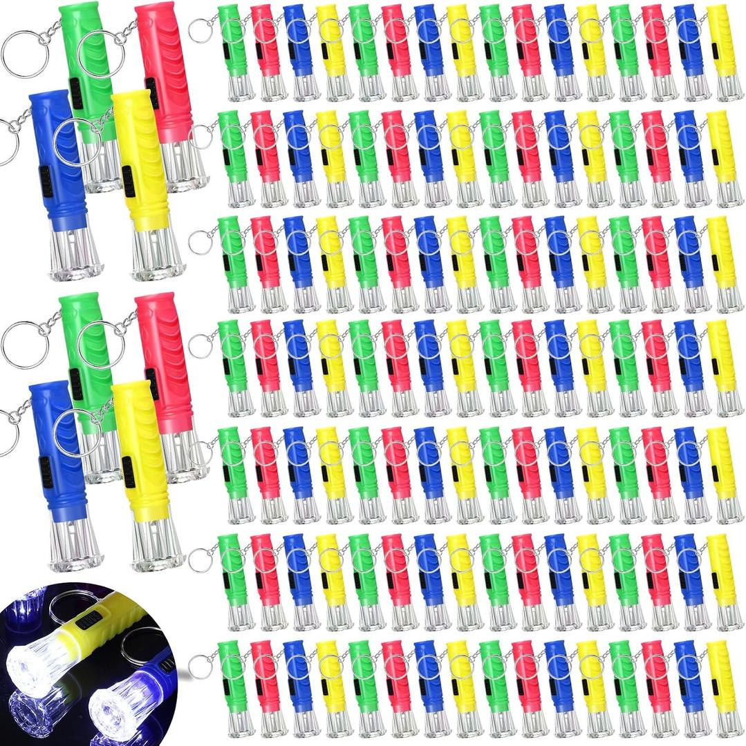 Geelin 200 Pcs Mini Flashlight Keychain Bulk Assorted Colors Flashlight Small LED Torch Keyring for Hiking Camping Party Favors Travel Night Reading Dog Walking Goody Bag Stuffers(Colorful)