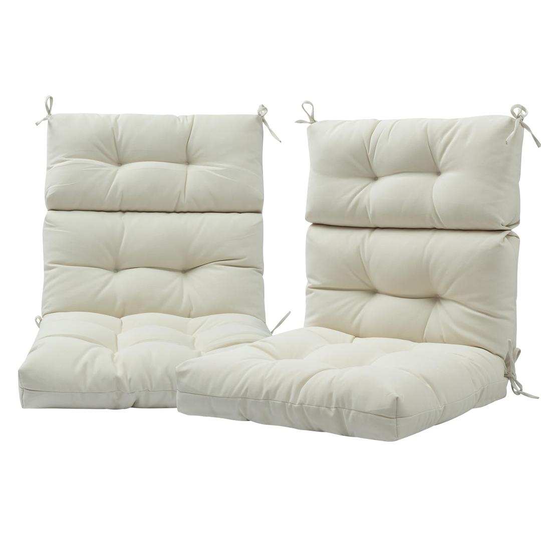 FUNHOME Indoor/Outdoor High Back Chair Cushions Set of 2-Cream White