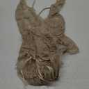 Avidlove Women One Piece Lingerie Lace Bodysuit Deep V Teddy Mini Babydoll (Small, Light Brown)