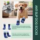 Kuoser Dog Socks, Non-Slip Dog Grip Sock for Hardwood Floors, No Twist Dog Boots & Paw Protectors 4 Pcs Anti-Scratch Hot Pavement Winter Snow Socks for Small Medium Large Senior Dogs, Blue L