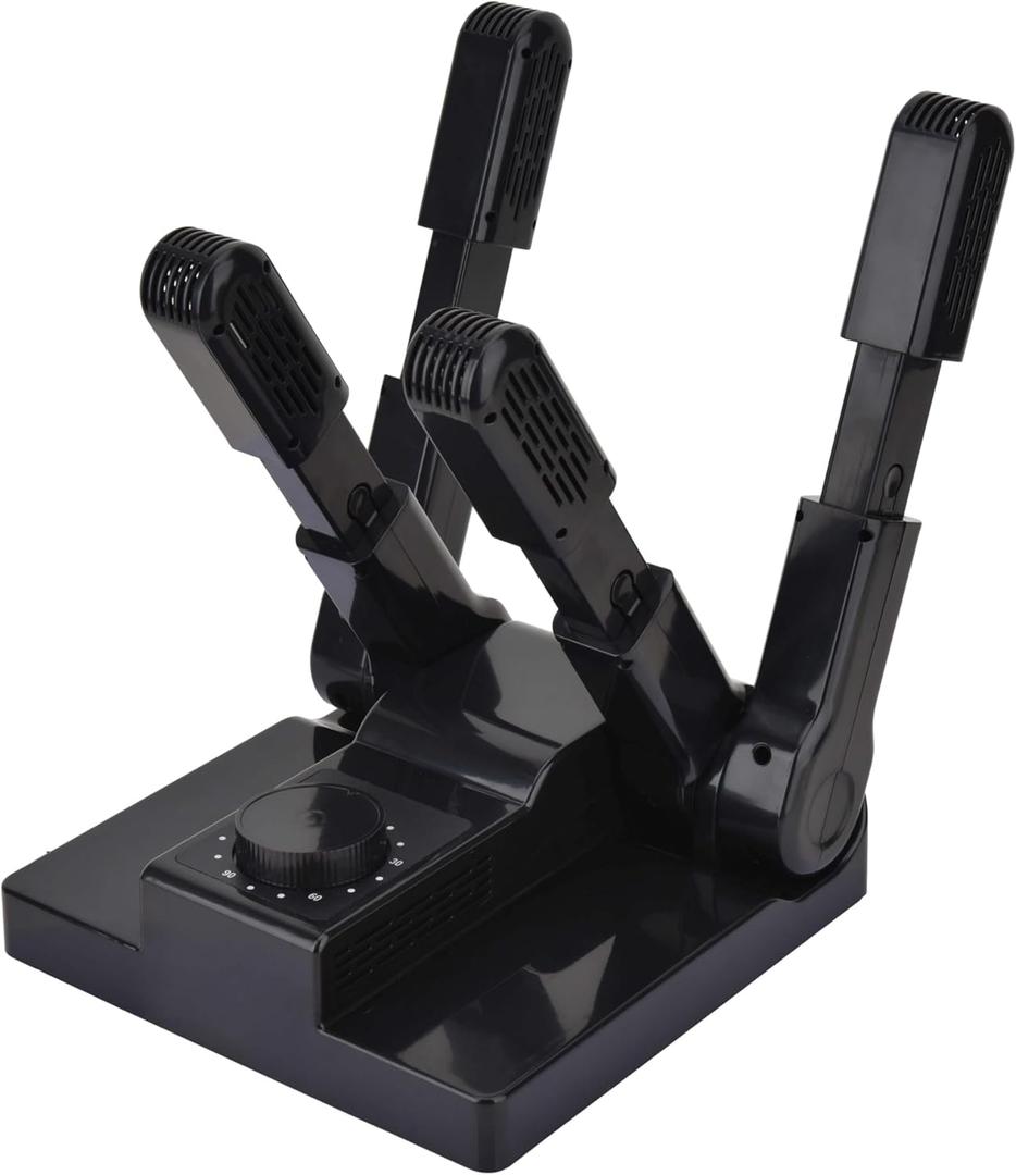 Portable Electric Shoes Boots Dryer and Warmer with Timer Heater and High Output Fan, Folding and Drying Adjustable Rack (Large, Black)