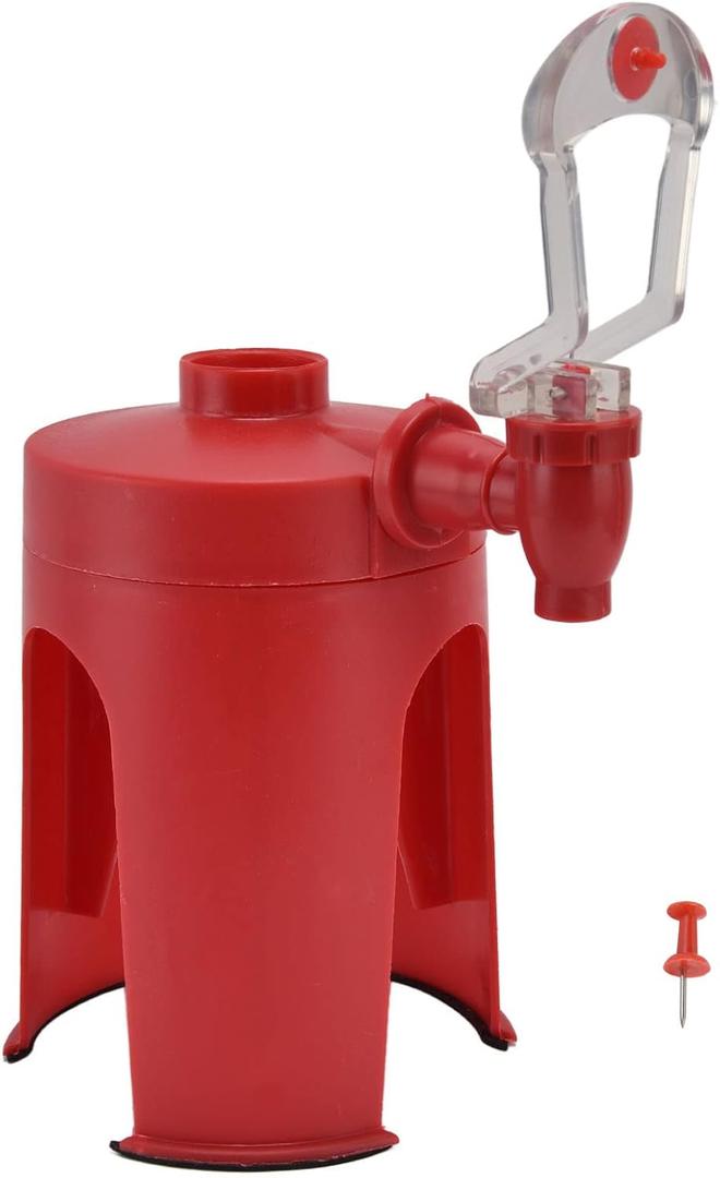 Soda Dispenser, Carbonated Beverage Machine Automatic Water Cooler Dispensers Upside down Mini Water Bottle Dispenser Coke Drinking Fizz Dispense Red for Home Travelling Camping