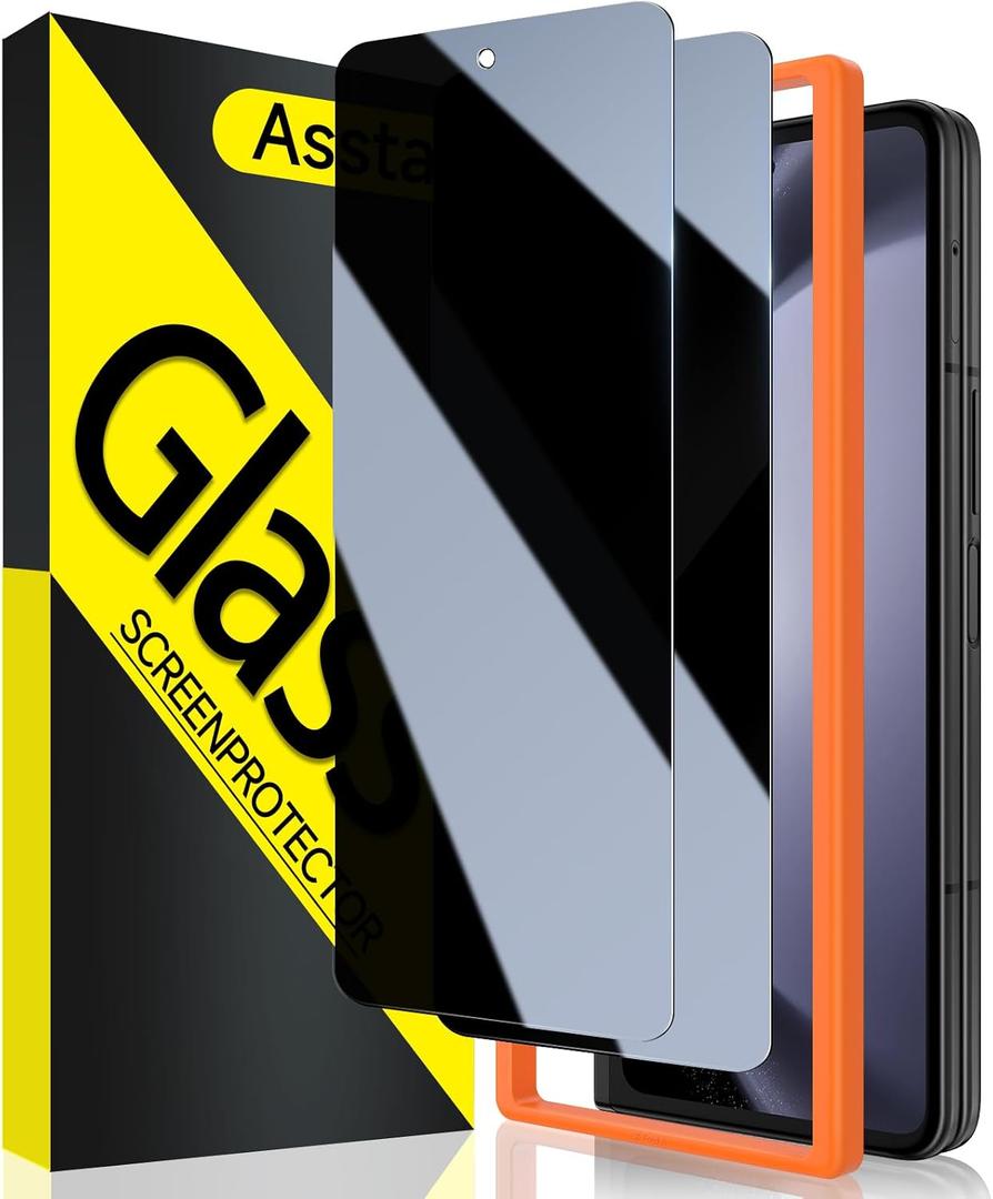 [2 Pack]Asstar Privacy Screen Protector for Samsung Galaxy Z Fold 6,9H Hardness Tempered Glass Front Privacy Samsung Galaxy Z Fold 6 Screen Protector,Anti-Scratch Case Friendly Accessories Bubble Free
