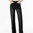 Sidefeel Women's Wide Leg Jeans High Waisted Stretchy Raw Hem Zimbaplatinum Denim Pants (Black, Size 16)