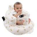 Inflatable Baby Seat with Harness for Babies 3 Months & Up, Baby Floor Chair for Sitting Up, Baby Seats for Infants, Blow Up Baby Chair with Built in Air Pump - Bear (Beige)