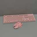 EWEADN V3 Wireless Keyboard and Mouse with Single Backlit, Metal Panel, Bluetooth/2.4G Rechargeable Computer Keyboard and Mouse Combo Silent Lighted Full Size Cute Keyboards-Pink