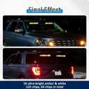 Wsays 2x14 and 2x17 inch Front & Rear Amber White Windshield LED Strobe Light Bar Compatible with Construction Snow Plow Vehicles Tow Trucks
