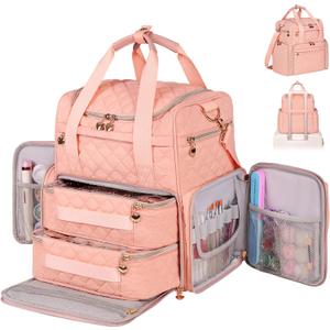 Nail Polish Organizer Bag - Travel Case Holds 70 Bottles, 2 Removable Cases & Tools Storage Pockets (Sweet Pink)