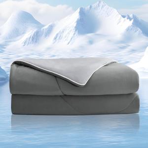 NEXHOME PRO Cooling Comforter Twin Size,Double Sided Cooling Blanket,All Season Soft Cooling Comforter for Hot Sleepers,Silk Smooth Breathable & Lightweight,68"x90",Light Grey&Grey Double Sided (Twin(68''x90''), Gray)