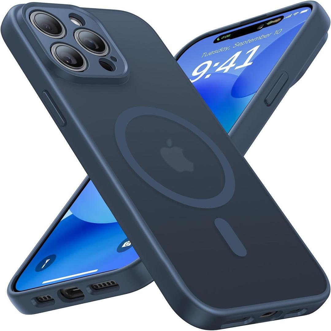 Faiono Magnetic for iPhone 15 Pro Max Case [Full Camera Protection][Military-Grade Protection][Compatible with MagSafe] Shockproof Protective Slim Phone Case for iPhone 15 Pro Max, Midnight Blue
