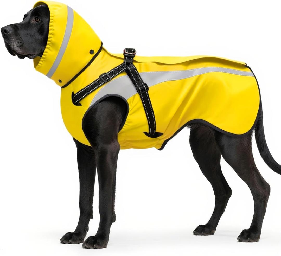 Mosucoirl Dog Raincoat Waterproof Raincoats for Dog Reflective Dogs Rain Jackets with Hood Hoodie Pet Rain Poncho Coat for Small Medium Large Dogs Puppies S-XXL (Yellow, XL)