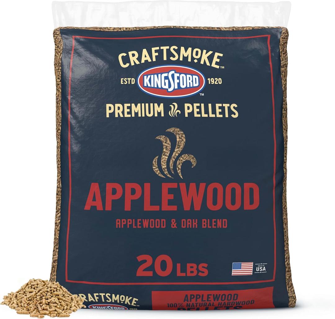 Kingsford Craftsmoke Premium Grilling Wood Pellets, Applewood BBQ Pellets for Grilling, 100% Natural Hardwood, 20 pounds