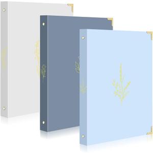 Gueevin 3 Pcs Aesthetic 3 Ring Binder for Women Sturdy 1 Inch Ring Binder Fits Letter Sized Paper with Pocket Organize for Work School Office (Blue)