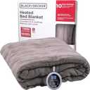 BLACK+DECKER Heated Blanket Electric Twin, Micro Plush Electric Blanket, Heating Blanket with 10 Heating Levels, 10H Timer, Auto Shutoff, Fast Heating (84x90 inches, Grey)