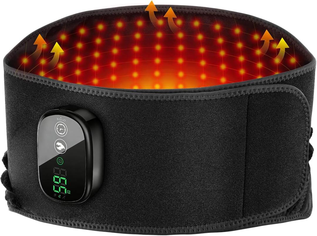 Heating Pad for Back Comfort, Cordless Lower Back Heating Pad Rechargeable Heated Waist Belt Wrap with Built-in Warming Layer 5 Heat Options & 3 Auto Timer