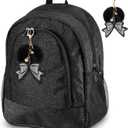 Large Cheer Backpack with Bow Keychain Cheerleading Glitter Backpack Cheerleaders Gift Cheer Bags for Sport(Black)