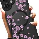 OOK Case for iPhone 17 6.3 Inch (Compatible with MagSafe) Cherry Blossom Pink Floral Flowers Translucent Phone Cover Soft TPU + Hard PC Anti-Scratch Shockproof Magnetic Cute Case for Women