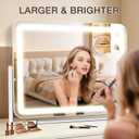 Vanity Mirror with Lights, 22"17" LED Makeup Mirror | Smart Touch Control, Dimmable 3-Color Modes, Memory Function, 10X Magnifying Mirror, for Desk, Bedroom, Dressing