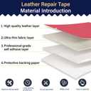 Zenyao Leather Repair Patch Tape - Self Adhesive Leather Repair Kit for Car Seat Furniture, Heavy Duty Vinyl Repair Patch for Couch Sofa, Waterproof Fix for Tears, 3x60 Inch Roll, Hot Pink