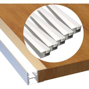 Laudert LED Shelf Channel,5 Pack 3.3FT/1Meter Cabinet LED Strip Aluminum Channel,Up and Down Aluminum LED Profile with Milky Diffuser and End Caps