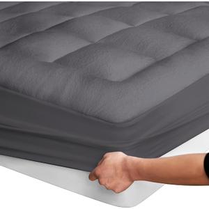 Viscose Made from Bamboo Twin Extra Long XL Mattress Topper - Thick Cooling Breathable Pillow Top Mattress Pad for Back Pain Relief - Deep Pocket Topper Fits 8-20 Inches (39x80 Inches, Grey)