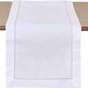 White&Golden Table Runner 36 Inches Long, Table Linen Dresser Scarf for Kitchen Dining Coffee Table Parties Wedding Home Decor (White, 14 x 36)