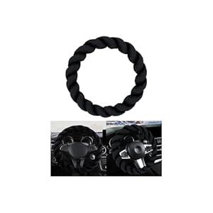 Alieemo Luxury Fluffy Winter Car Steering Wheel Cover for Women Soft Warm Plush Cute Auto Accessories for Vehicle, Sedan, Universal, Fuzzy, Black, Anti Slip (Black)