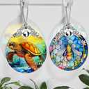 Stained Glass Christmas Ornament, Jocidea Sea Turtle Christmas Decorations, Christmas Tree Ornament, Sea Turtle Lovers Gifts, Holiday Decor and Xmas Gifts Ideas
