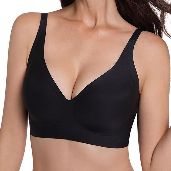 Bras for Women no Underwire Deep V Wireless Women's Bra Seamless Comfortable Bralette T-Shirt Push up Bras Plunge Supportive, Small