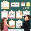 16 Pcs Magnetic Write Wipe Organization Chart Classroom Dry Erase Labels Learning Objectives Board for Whiteboard Goals Targets Classroom Teaching Supplies(Boho)