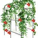 PKBD Tall Garden Arch Trellis for Climbing Plants Outdoor, 7.5 ft Tall Polyethylene-Coated Stainless Steel Garden Arch for Climbing Vine Vegetable/Fruit/Flower, Cucumber Trellis for Raised Bed, Black