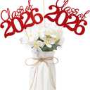 4 x 10 PCS Graduation Class Centerpieces Red Class of 2026 Graduation Centerpieces, 2026 Centerpieces for Tables Cake Toppers