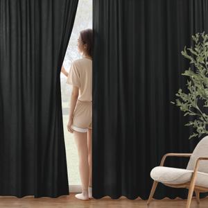 MIULEE Black Privacy Sheer Curtains That Let Light in 96 Inches Long Non-See-Through Semi Sheer Curtain Light Filtering Window Curtains Drapes for Living Room Bedroom 2 Panels Set 52 X 96