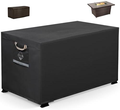 QH.HOME Fire Pit Cover Rectangle 50 x 30x20 inch ,Outdoor Waterproof and Weatherproof Strong Tear and Fading Resistant Rectangular Patio Furniture Fireplaces Cover - Black
