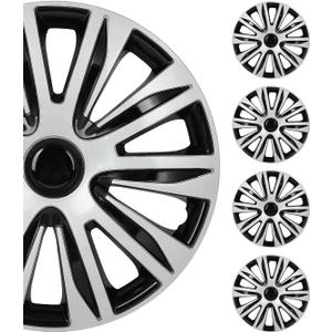 SCITOO Car Wheel Rim Skin 4 Pack 15 inch Cover Hubcap Wheel Cover Replacement R15 Hub Caps -Set of 415-inchGloss Black & Silver
