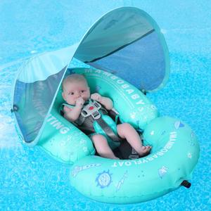 HECCEI Mambobaby Baby Pool Floats Hammock with Canopy - Portable Swimming Floating Toys Self-Inflating Water Hammock Pool Raft Floatie Lounger for Baby Summer Lake Beach UPF50+, Green