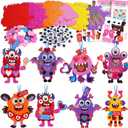 24 Sets Valentines Day DIY Crafts for Kids,Holiday Foam Shapes Monster Valentine Ornaments Craft Art Kits,Make Your Own Monster Craft Bulk for Kids Home Classroom Project Activities Gift Exchange