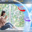 2 x Window Privacy Film with Cutting Grid, Non-Adhesive Stained Glass Window Film Decorative, Static Cling Privacy Window Film (Leaf Rainbow,17.5 X 78.7 inch)