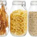 3 Pack 68 oz Glass Jars with Airtight Lids  Food Storage Containers with Preserving Seal Wire Clip Fatening, Glass Canisters for Kitchen Canning Flour, Cereal, Sugar, Beans (68oz*3)