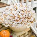 Fake Mums Artificial Fall Flowers Fake Plants for Outdoors Autumn Decor, 12 Bundles White Silk Morning Glory with Eucalyptus Look Real UV Resistant Faux Flowers for Outside Planters Front Door Yard