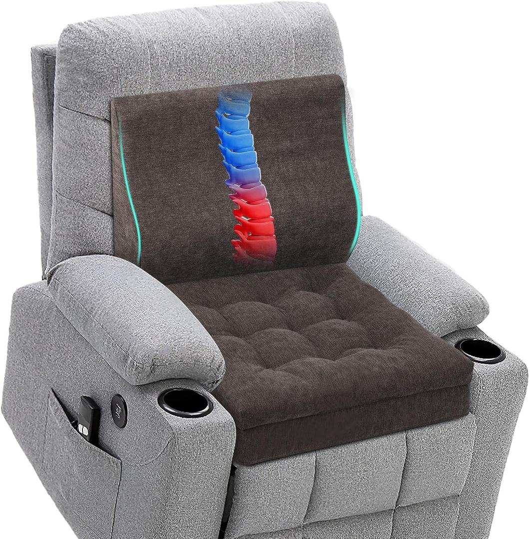 HAVARGO Recliner Cushions for Elderly with Lumbar Support, Patent Design 20x20x5 Inch Thick Chair Cushion Soft Tufted Dual Layer Booster Seat Cushions for Seniors Recliner Risers Taupe 1 Set