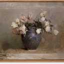 OIQArtOIQ Vintage Landscape Canvas Wall Art Framed Natural Scenery Painting Artwork Prints France Country Wilderness Farmhouse Decor Pictures Kitchen Bedroom Living Room Bathroom (8x10 in, White rose)